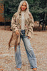 Floral Patchwork Waffle Knit Sleeve Drop Shoulder Button Front Jacket